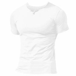 Herren Henley Beiläufig Kurzarm T-Shirt Single Taste Knopfleiste Einfacher V-Ausschnitt Hemden Baumwolle L Style A Weiß