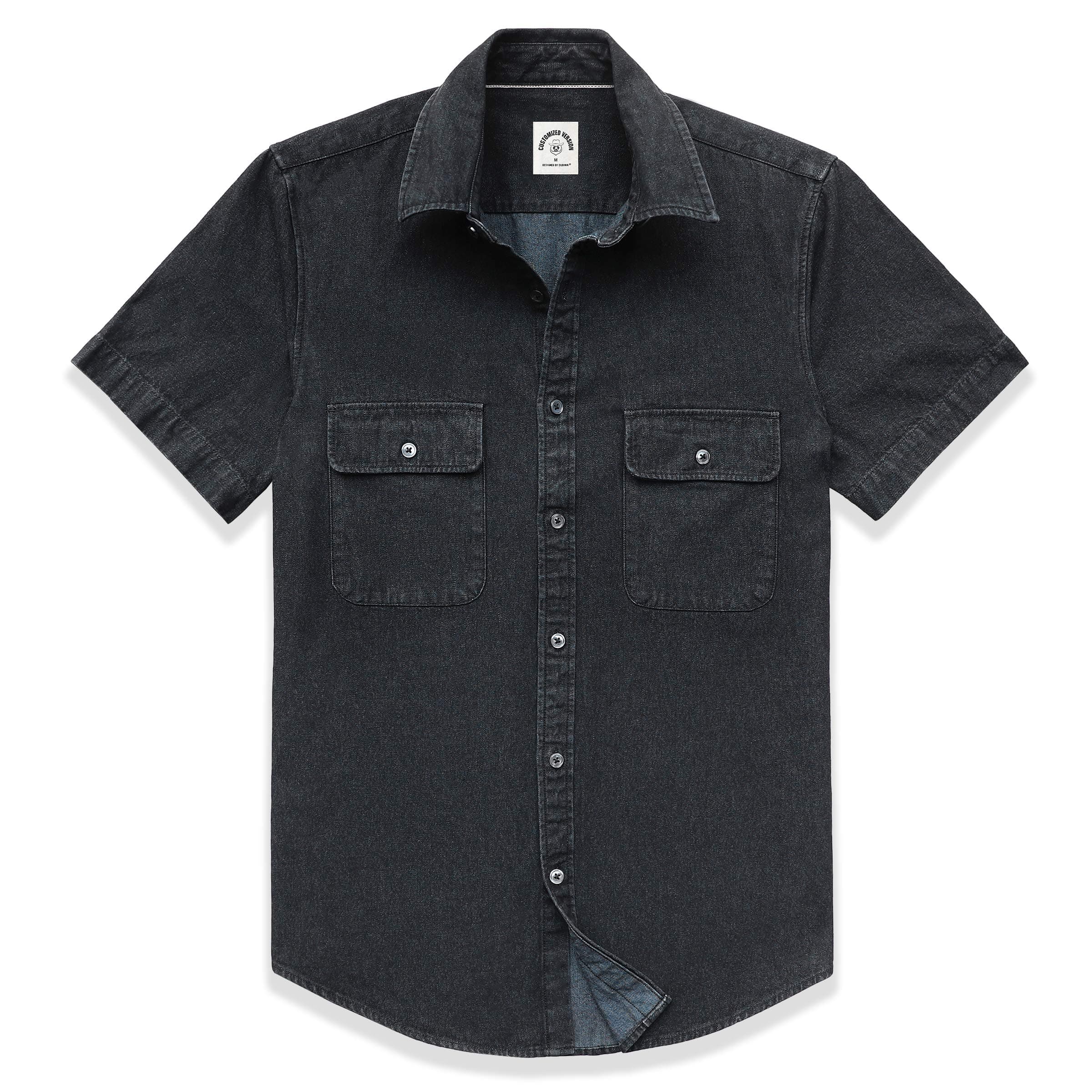 Dubinik®Jeanshemd Herren Kurzarm Freizeithemd Bügelfrei Regular Fit Vintage Western