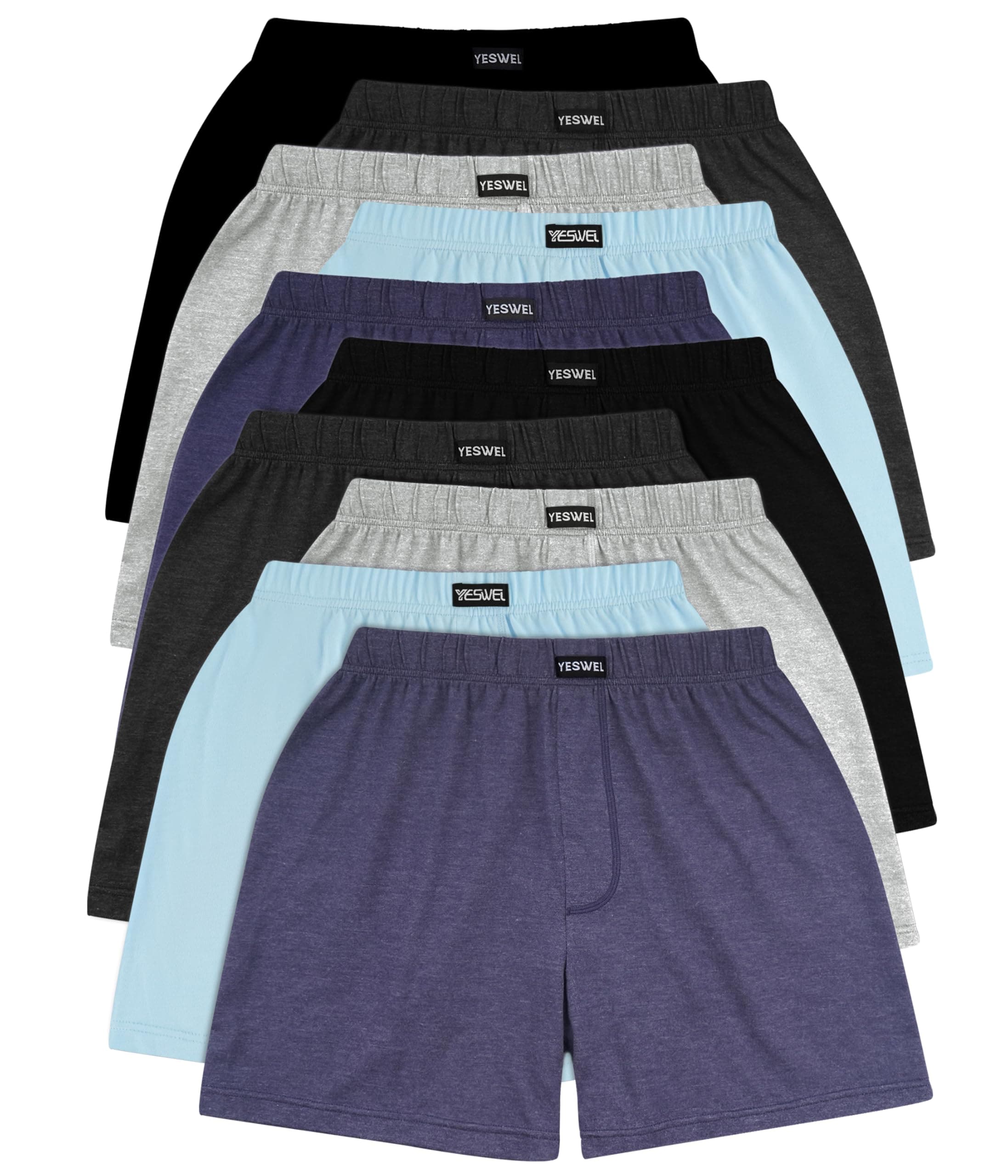 YESWEL 10 Pack Boxershorts Herren, Baumwolle Unterhosen Männer Weit, Lockere Retro Unterwäsche (M-3XL)