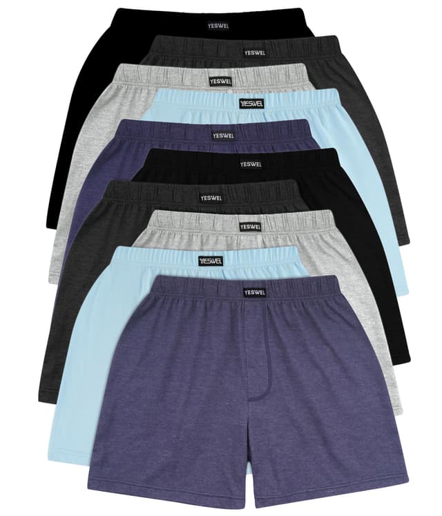 YESWEL 10 Pack Boxershorts Herren, Baumwolle Unterhosen Männer Weit, Lockere Retro Unterwäsche (M-3XL)