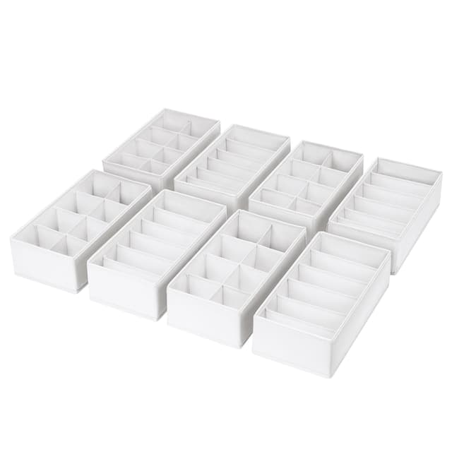 DIMJ Schubladen Organizer Schrank Organizer - 8er Set Pax Organizer, 30 x 15 x 9 cm Ordnungssystem für Kleiderschrank, Kinderkleidung, Socken, Wickelutensilien, Weiß 8 Stück Weiß