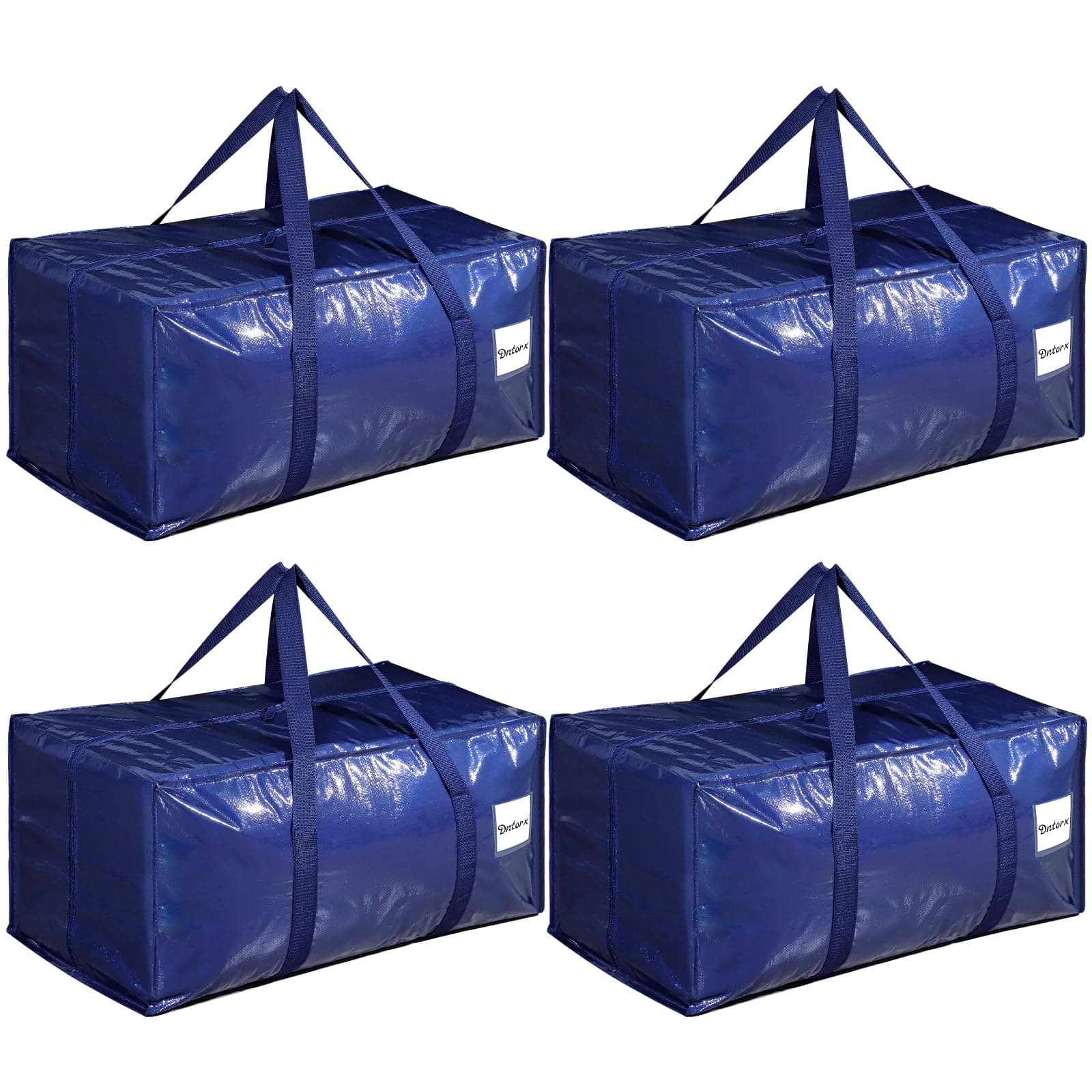 Dntorx 4 Stück 90L Aufbewahrungstasche, Heavy-Duty Umzugstaschen Umzugskartons Große mit Reißverschluss Griff Faltbar Aufbewahrungsbox für Umzug Camping Bettwäsche Kleidung Aufbewahrung (Blau) Blau 75*35*33CM / 29*14*13 inches(L*W*H)