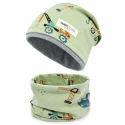 Kinder Beanie Mütze & Loop Schal Set, 95% Baumwolle Mütze Schal Set Mädchen Jungen 2-8 Jahren, Schlauchschal Warme Wintermütze Strickmützen für Herbst Winter Frühling