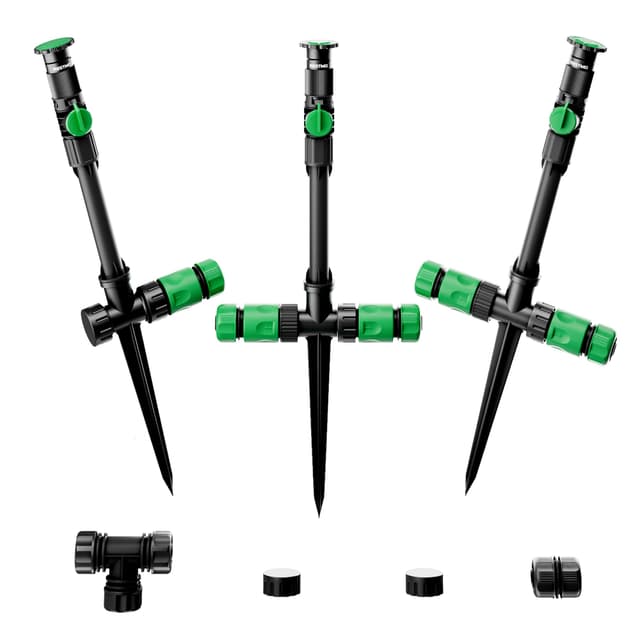 RESTMO Gartensprenger, Rasensprenger mit Erdspieß, 360°Verstellbarer Rasensprenger zur Gartenbewässerung, Gartensprinkler mit Schnellverbinder,Grün(Ohne Bewässerungsschlauch) Grün Gartensprinkler