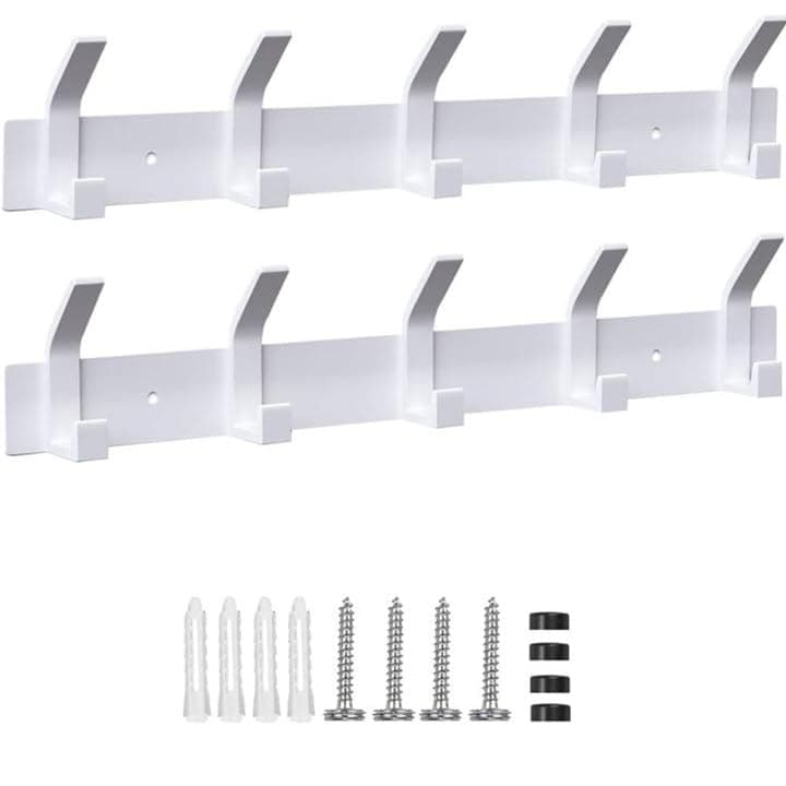 AIVORO Kleiderhaken Wand, 2 Stück Garderobenhaken mit 5 Haken, Kleiderhaken Metall, Hakenleiste Garderobe für Schlafzimmer Bad Küche Garderobe Garderobenleiste Wandgarderobe (Weiss)