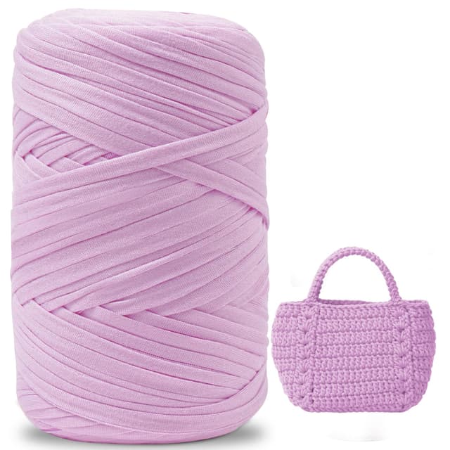 iEGrow 400 g T-Shirt Garn, Häkelgarn, Textilgarn für gehäkelte Körbe, geeignet für Handtasche, Taschen, Teppiche, Heimdekoration, DIY-Kunsthandwerk, Chunky Yarn für Anfänger Flieder Violett