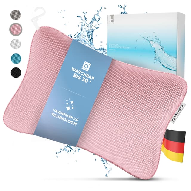 HAVENHAUS Premium Badewannenkissen rosé | Badekissen für Badewanne schnelltrocknend & extra große Saugnäpfe für festen Halt | Nackenkissen Badewanne waschbar | Badewannen kissen für Nacken Entspannung klein Rosé