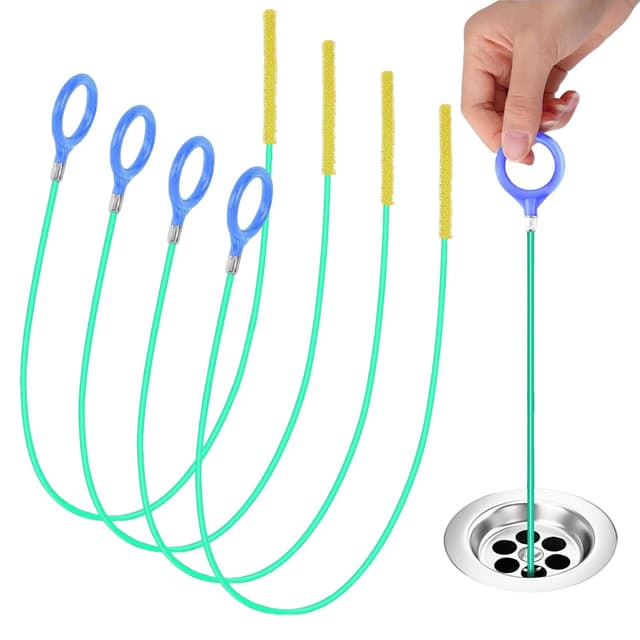 KATISHYRO Abflussreiniger Spirale,4 Stück Rohrreinigungsspirale Sticks Anti-Bruch Stahl Nylonbeschichtung,90CM Abflussreiniger und Haarfänger,für Badewanne Abwasserkanäle Waschbecken