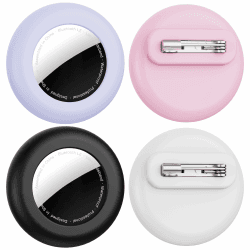 4er-Pack für Apple Airtag Kinder,wasserdichte airtag versteck Kinder,Silikon AirTags Hülle mit Sicherheitsnadeln,für Tasche,Gepäck,Kleidung black,white,pink,purple