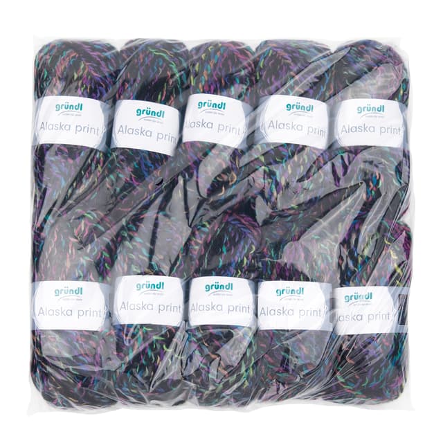 Gründl Alaska print (Strick- und Häkelgarn mit wollartigem Charakter aus 80 % Polyacryl und 20 % Wolle, 100 g / 75 m, Nadelstärke: 10 - 12, 10 x 100 g), Grafit Color, 40 x 37 x 11 cm