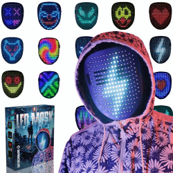 Depointer Life LED-Maske mit Gestenerkennung, LED-beleuchtete Gesichtsverwandelungsmaske für Kostüm, Cosplay, Party, Maskerade