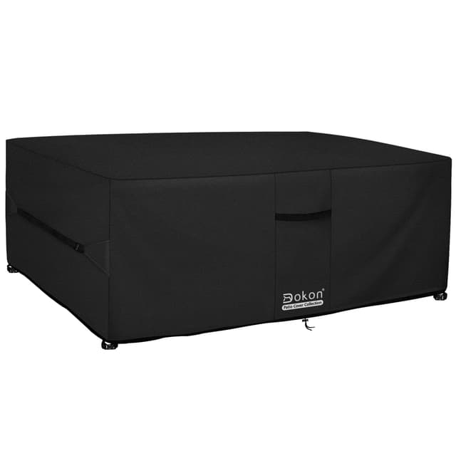 Dokon Gartenmöbel Abdeckung Wasserdicht Winddicht UV Beständiges Gartentisch Abdeckplane mit Belüftungsöffnungen Robustes Oxford-Gewebe Schutzhülle für Loungemöbel Sitzgruppe (242x162x100cm) Schwarz