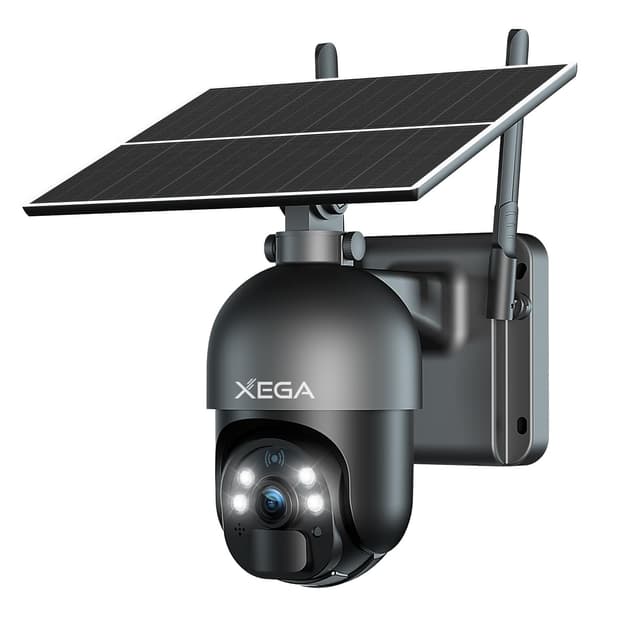 Xega 3G/4G LTE Überwachungskamera Aussen mit SIM Karte Kabellos Solar PTZ IP Kamera Outdoor mit 2K Farb-Nachtsicht 355°/95° Schwenkbar TF-Kartenslot PIR Erkennung 2-Wege-Audio IP66 Wasserdicht Grau