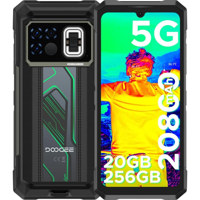 DOOGEE Fire 6 Max 5G Outdoor Handy Wärmebildkamera,20GB+256GB 20800mAh 33W Outdoor Smartphone Ohne Vertrag,50MP+20MP Nachtsehen, Dual 120M Taschenlampen,6.78" FHD+ 120Hz,LED Licht/NFC/Face ID/Dual SIM Aurora Grün