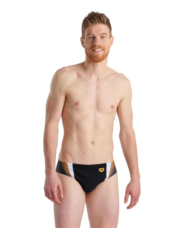 Arena Fundamentals X-Short R Herren Badeshorts für Strand und Pool, Herren Badehose aus weichem, recyceltem, schnell trocknendem Material, X-Shorts mit Innenslip aus Netzstoff 9 EU Black-asphalt-white