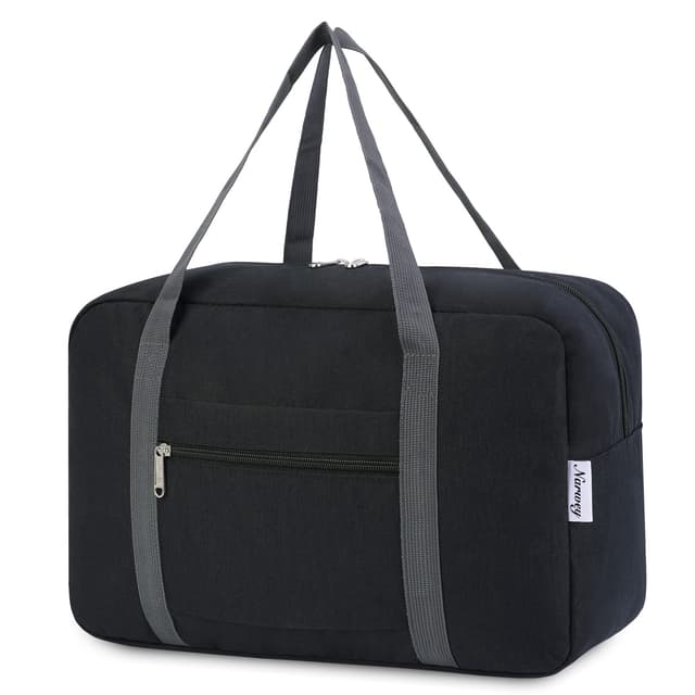 für Ryanair Handgepäck 40x20x25 & Handgepäck Tasche für Flugzeug - Faltbare Klein Reisetasche Damen & Weekender Damen - Handgepäck Koffer 20L (Schwarz)