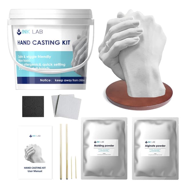 INK LAB Handabdruck Set für Paare 3D Hände Gipsabdruck Set für Paare Familie Jahrestag Pärchen Geschenk für Sie und Ihn Hochzeit Valentinstag