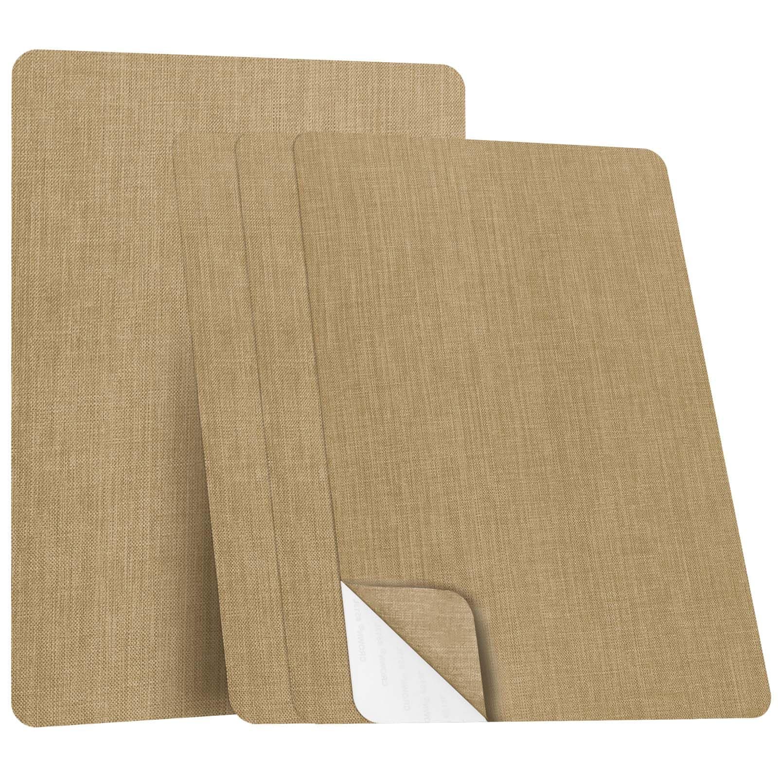 4 Stück Flicken Selbstklebend Stoff,Autositz Reparatur aus Hochwertigem Leinen und Starkem Klebstoff,für Autositz ReparaturBürostuhl, Sofas,Vorhang,Leinen-Kissen Khaki