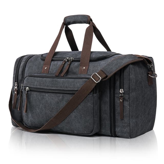 Erweiterbare Reisetasche 70L, Große Sporttasche Herren Damen, Robuste Stofftasche für Reisen, Fitness und Business, Handgepäcktasche (Dunkelgrau)