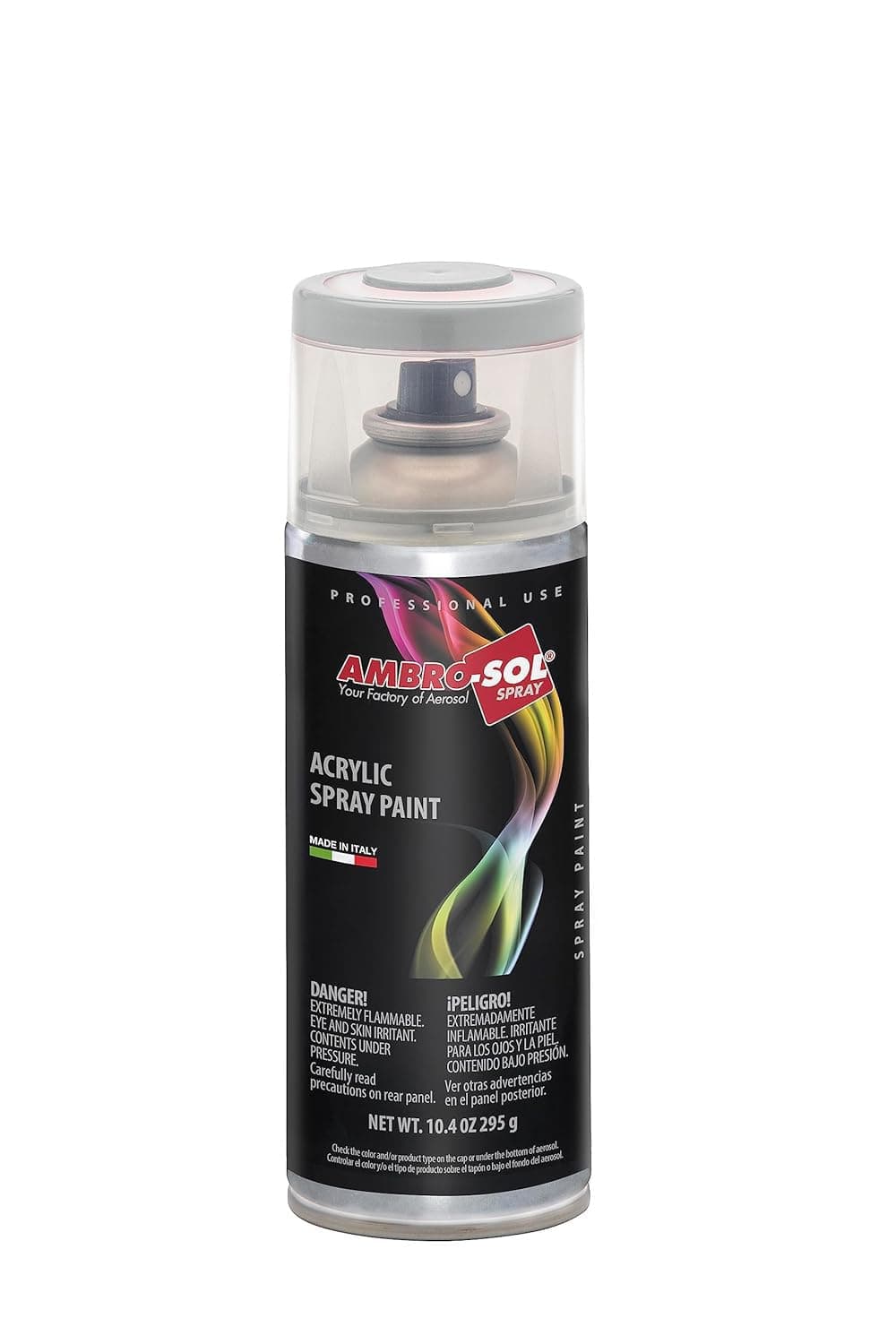 Ambro-Sol - Mehrzweck Acryllack Spray V4007035, Hochglanzfarbe für Innen und Außen, Acryl Spray für Alle Materialien, 400 ml Recyclebare Acryl Sprühfarbe Weißblech-Sprühdose - Hellgrau