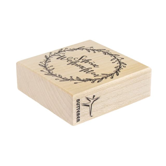 Rayher 29196000 Stempel "Schöne Weihnachten" - Kranz, 6x6cm, Natur Schöne Weihn. Kranz