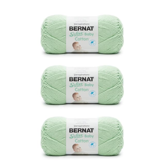 Bernat Softee Baby-Baumwoll-Jade-Frostgarn, 3 Packungen mit 120 g, Mischgewebe, 3 DK (leicht) – 220 m – Stricken/Häkeln Cotton Jade Frost 3 Pack