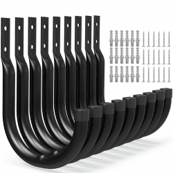 AinDen Wandhaken für Garage, 9er-Set J-Haken, Robuste Haken für Leitern und schwere Lasten (9 Stück, 12 cm x 8,9 cm) H12 cm x W 8.9 cm 9