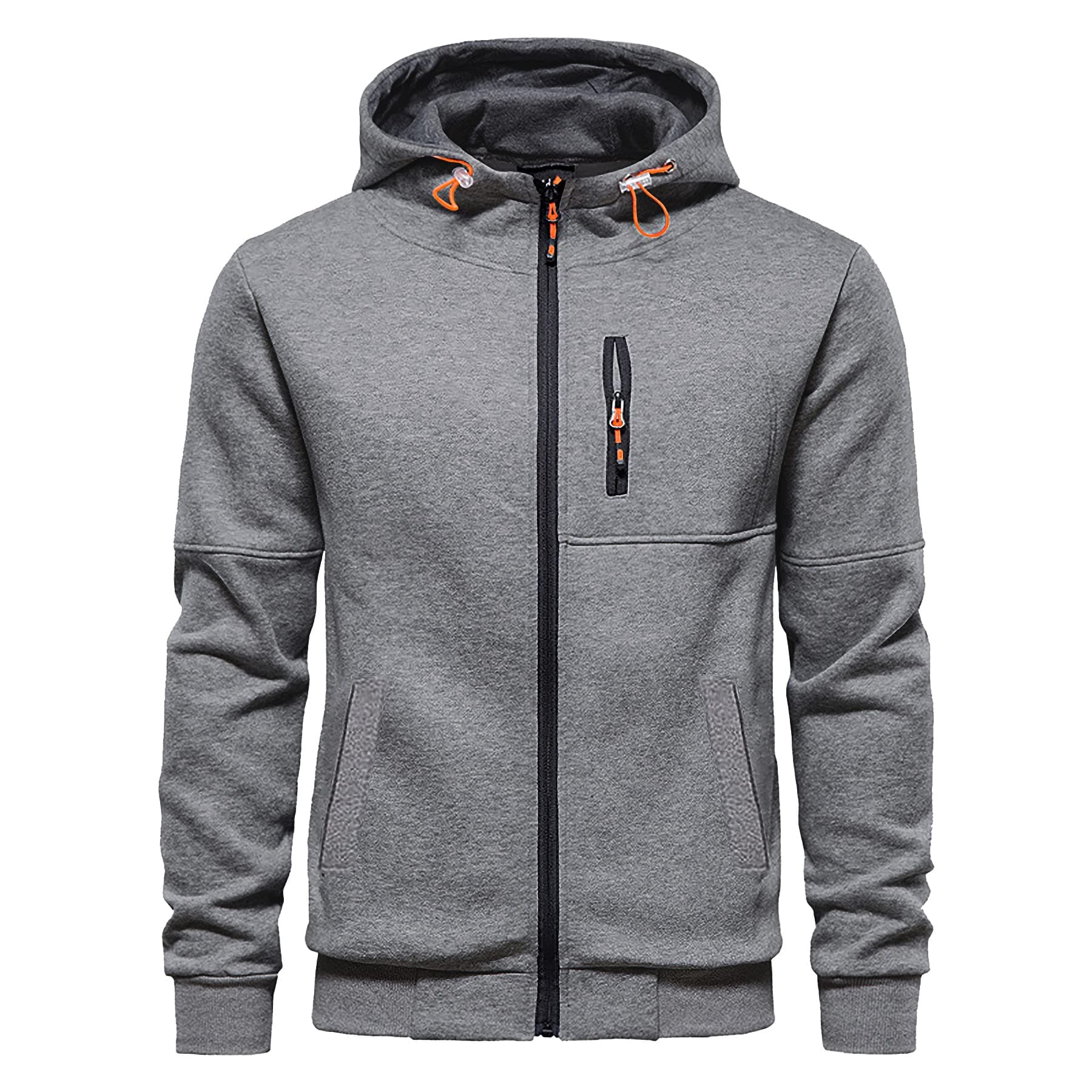 CTU Herren Hoodies Zip Up Langarm Fleece Sweatshirts Hoodies für Männer S-3XL L Hellgrau