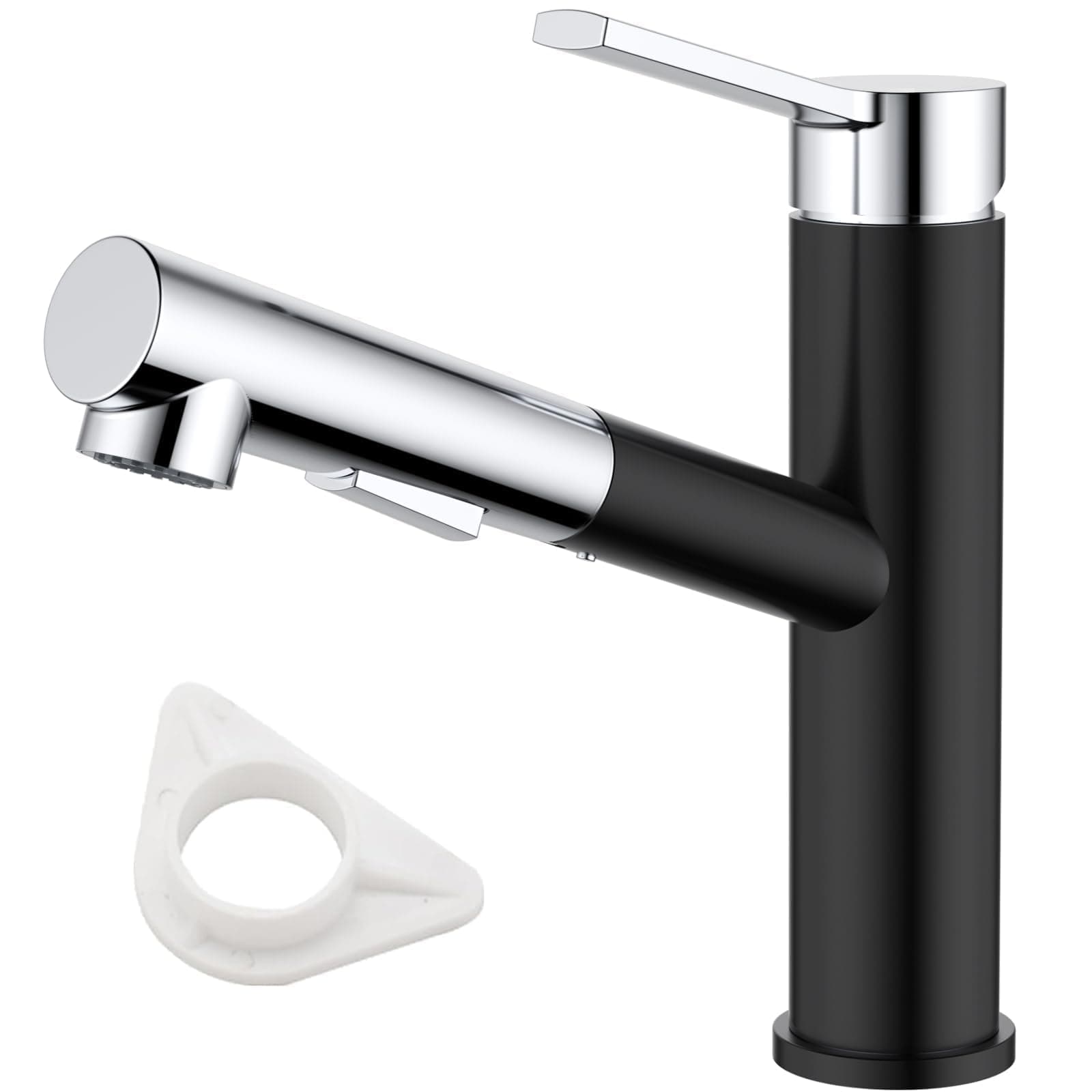 DAYONE Wasserhahn Küche Schwarz und Chrom, Hochdruck Küchenarmatur mit Ausziehbarer Brause, Spültischarmatur mit Zwei Sprühfunktionen, Armatur Küche 120° Drehbar, Edelstahl Mischbatterie für Küche Niederer Bogen 337bc