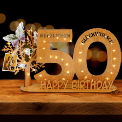 WAREHOUSE Originelle Geburtstag Geschenk Frauen & Männer - Geldgeschenke Geburtstag mit Holz Schild Gästebuch Geburtstag Deko Geburtstagszahlen Holz Schild Gäste (50)