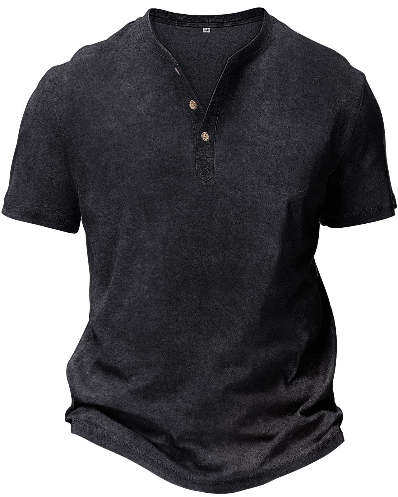 HMIYA Hemd Herren 100% Baumwolle T-Shirts für Herren Kurzarm Henley Knopf Vintage Sommerhemd Beiläufig Männer