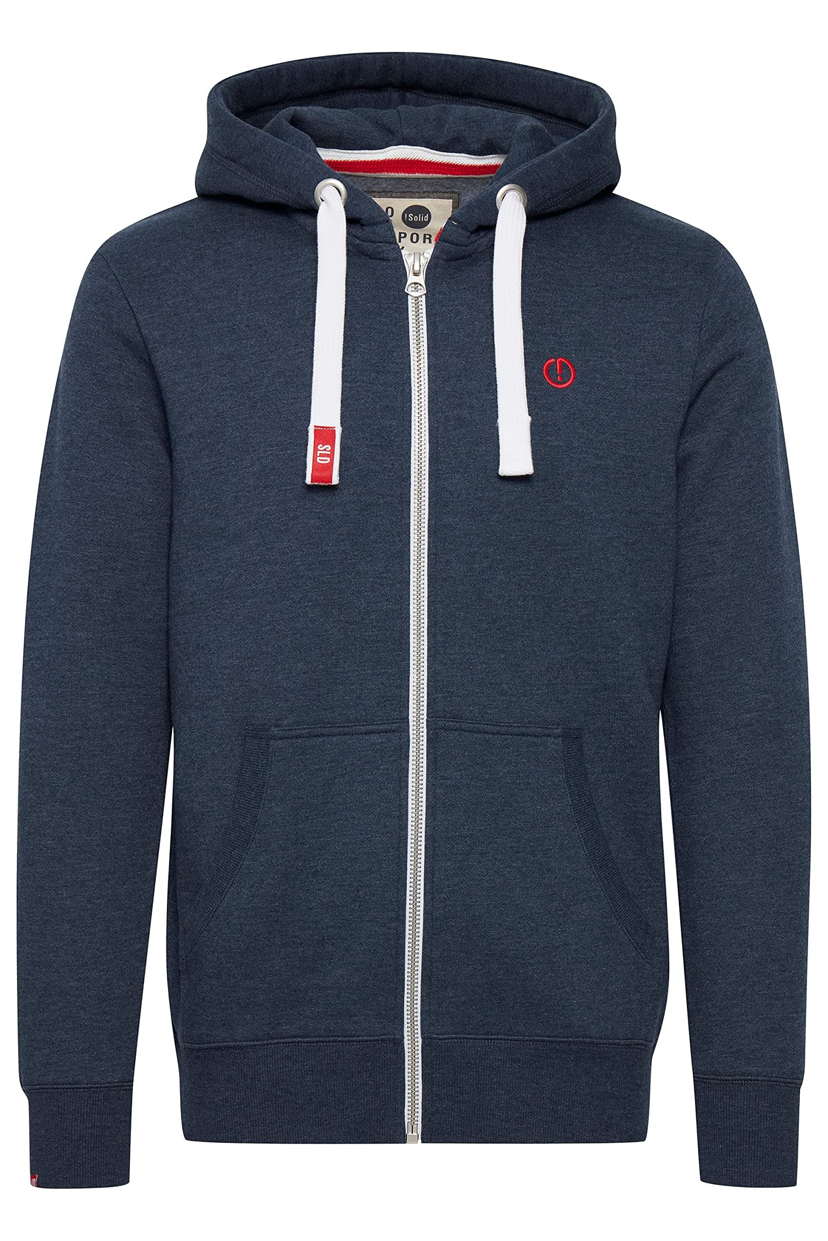 !Solid SDBennZip Herren Sweatjacke Kapuzenjacke Hoodie mit Kapuze Reißverschluss Kordelzug Label-Details Baumwollmischung Regular fit M Insignia Blue Melange (8991)
