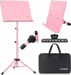 CAHAYA Metall Notenständer klappbar Höhenverstellbar Einstellbar Notenständer & Tischständer 2 in 1 Doppelnutzung mit Wasserdicht Tragetasche, Rose CY0194-1 Pink