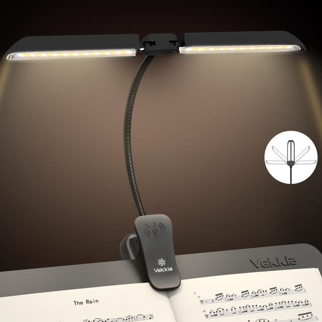 Vekkia 64 Led Wiederaufladbare Notenpultleuchte, Klappbare Augenpflege-Klavierlampe, Tragbare Professionelle 5 Helligkeit x 3 Farbtemperatur, Perfekt für Klavier, Noten, Gitarre. 5.0