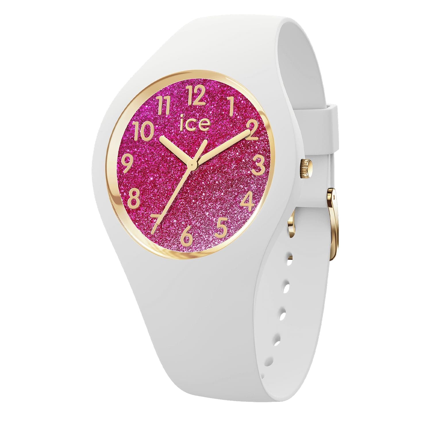 Ice-Watch - ICE glitter - Damenuhr mit Plastikarmband Weiß und Rosa