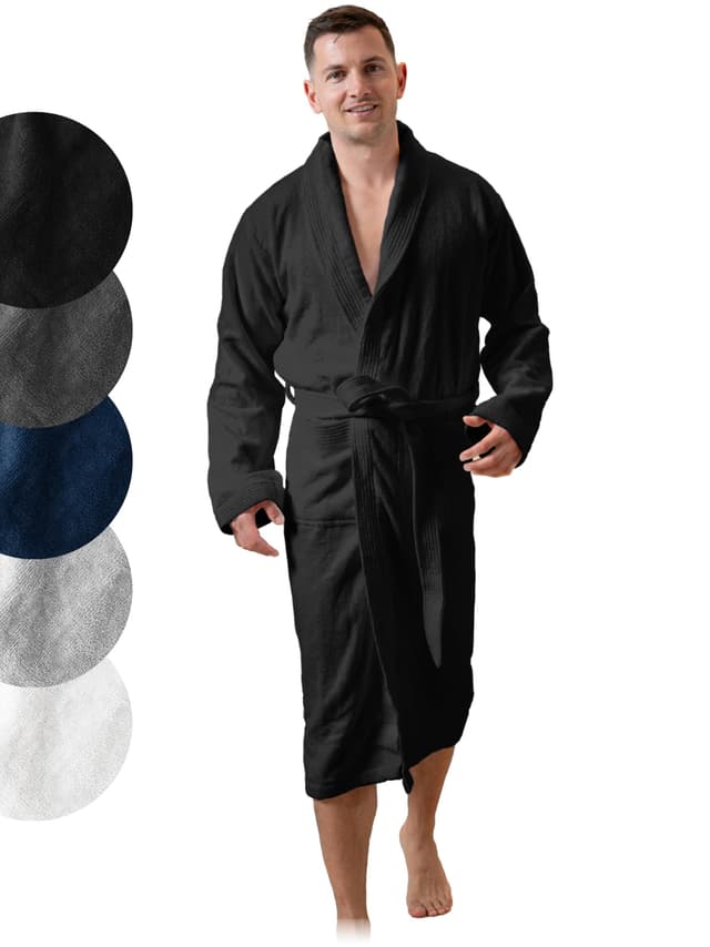 SIEGENTHAL® Herren Bademantel Frottee Velour 100% Baumwolle mit Schalkragen Weich M bis XXL – Kuscheliger Bademantel für Männer, Sanft, Komfortabel, Waschbar, Weich