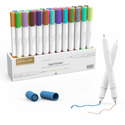 REALIKE Doppelspitze Stifte Set für Cricut Joy Xtra 36er Pack mit 33 Farben Fine Point Pen Write Drawing Kompatibel mit Circuit Joy 0,4 Spitze und 1,0 Spitze 1 stück (36er Pack)