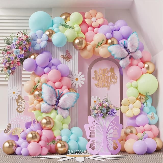 Luftballon Girlande Schmetterling, 115 Stück Lila Ballongirlande Set, Geburtstagsdeko Mädchen, Kindergeburtstag Deko Schmetterling Luftballons Girlande für Baby Shower Hochzeitdeko Party Dekoration