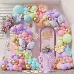 Luftballon Girlande Schmetterling, 115 Stück Lila Ballongirlande Set, Geburtstagsdeko Mädchen, Kindergeburtstag Deko Schmetterling Luftballons Girlande für Baby Shower Hochzeitdeko Party Dekoration