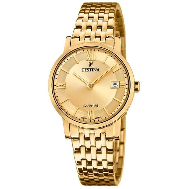 Festina Uhr Für Damen F20021/2 Swiss Made Gold Edelstahl Case GoldEdelstahl Band