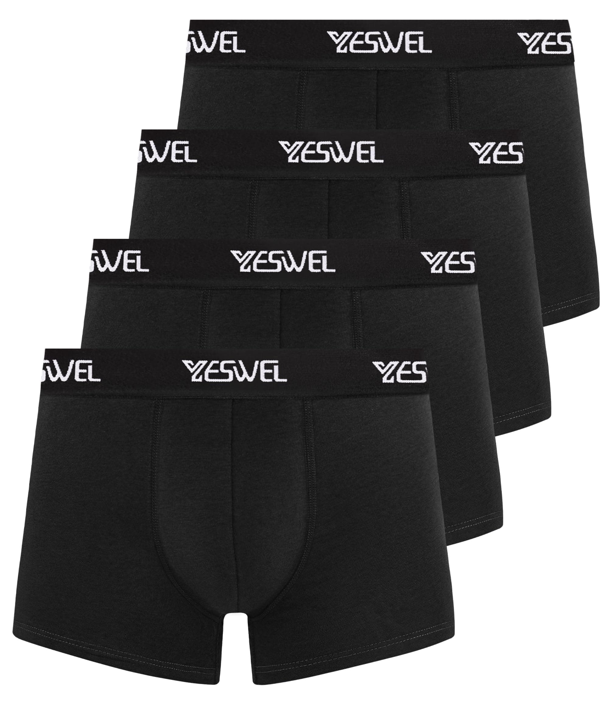 YESWEL Boxershorts Herren, Baumwolle Unterhosen Männer Ohne Kratzenden Zettel Unterwäsche, Atmungsaktiv Retroshorts Boxer 4er Pack(Gr. M - 3XL) L 4x Schwarz