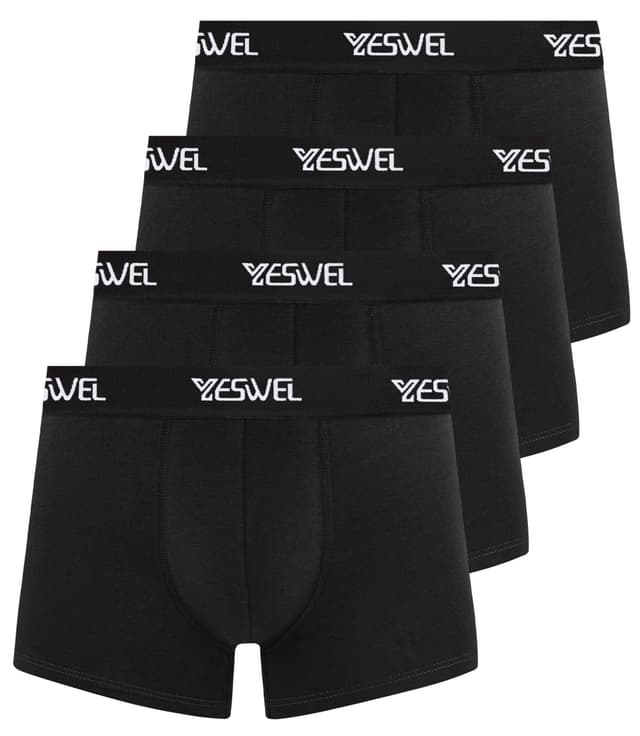 YESWEL Boxershorts Herren, Baumwolle Unterhosen Männer Ohne Kratzenden Zettel Unterwäsche, Atmungsaktiv Retroshorts Boxer 4er Pack(Gr. M - 3XL) L 4x Schwarz