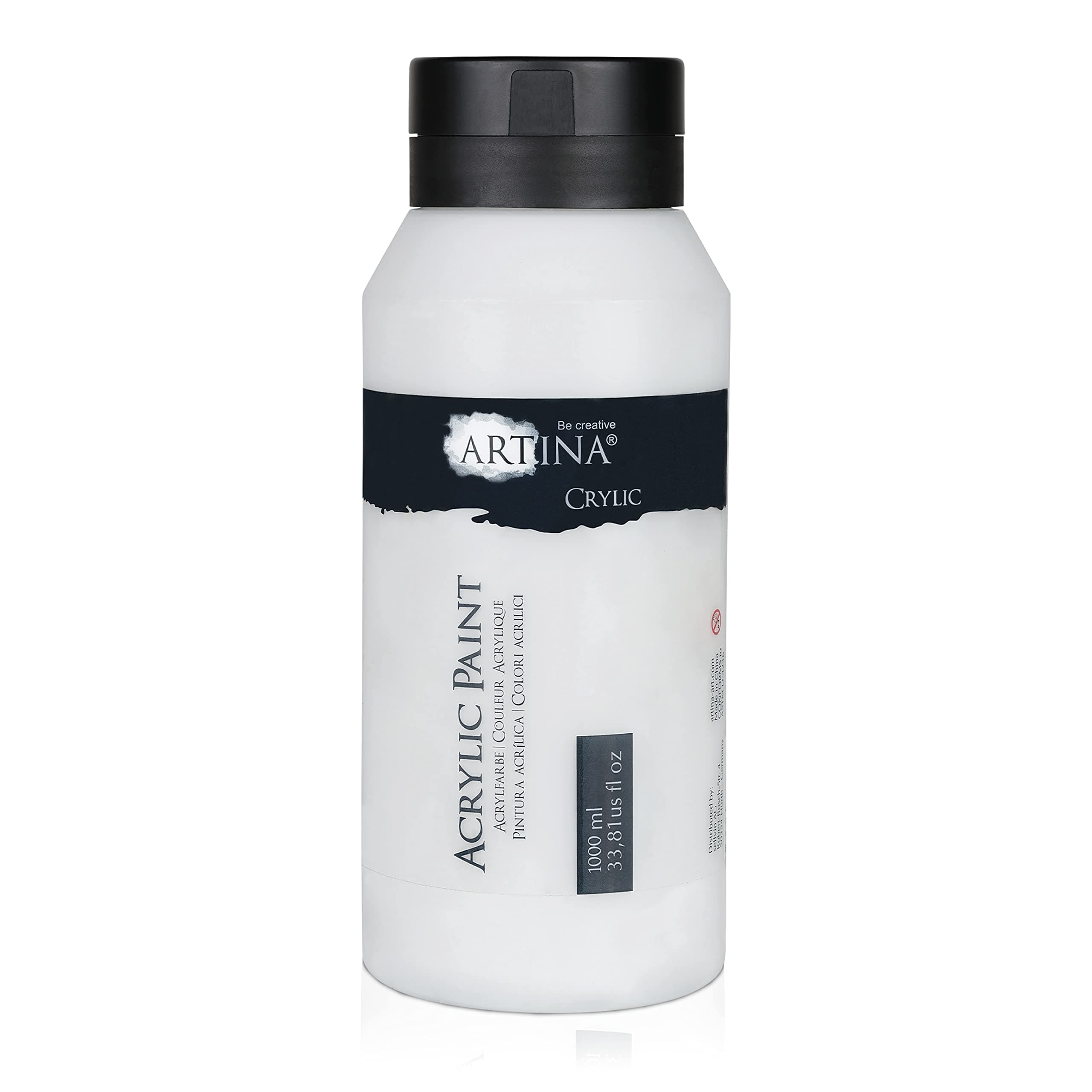Artina Acrylfarben 1000 ml Tube Titanweiss Crylic - 1L Schnelltrocknende Profi Künstler Acryl Farbe - Malfarbe Wasserfest & Hohe Pigmentierung - Lebendige Farben für Leinwand, Steine, Holz etc 1 l (1er Pack) Titanweiss
