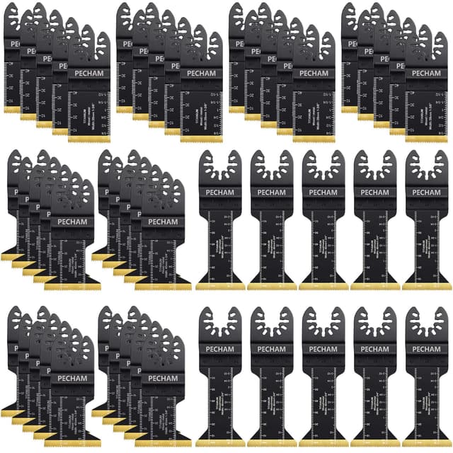 PECHAM 50PCS Titanium Sägeblätter, Universal Oszillierende Multitool Zubehör Metall Schneiden für harte Material Metall Nägel Holz Kunststoff Fit Dewalt Rockwell Milwaukee Makita