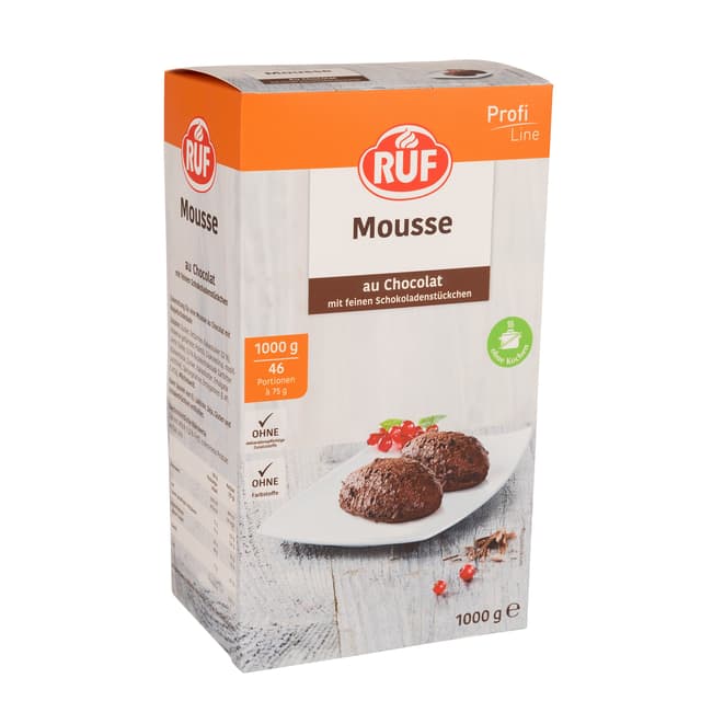 RUF Mousse au Chocolat ohne Kochen, luftige Schokomousse mit zarten Schokoraspel, nur mit Milch aufschlagen, Großpackung, 1x1000g