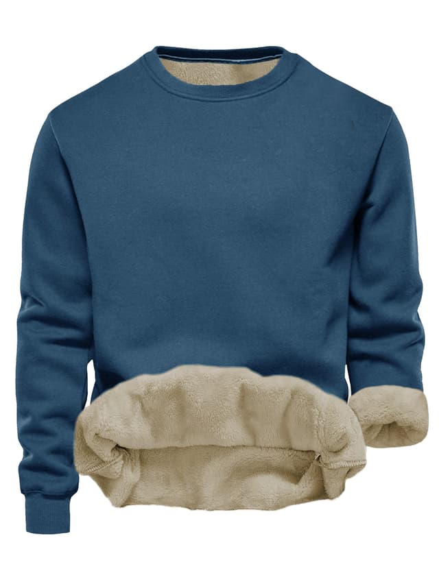 Tincini Herren Sweatshirt Winter Dickes Fleece Pullover Casual Rundhals Gefüttert Sweater Warm Langarm Pulli Winterpullover