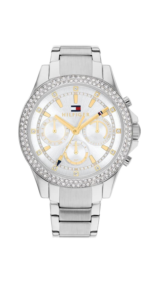 Tommy Hilfiger Multi Zifferblatt Quarz Uhr für Damen mit Silbernes Edelstahlarmband - 1782677