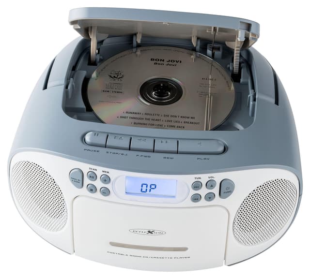 REFLEXION CD-Player mit Kassette und Radio für Netz- und Batteriebetrieb (PLL UKW-Radio, LCD-Display, AUX-Eingang, Kopfhörer-Anschluss), weiß/blau, RCR2260 ohne DAB-Radio Blau