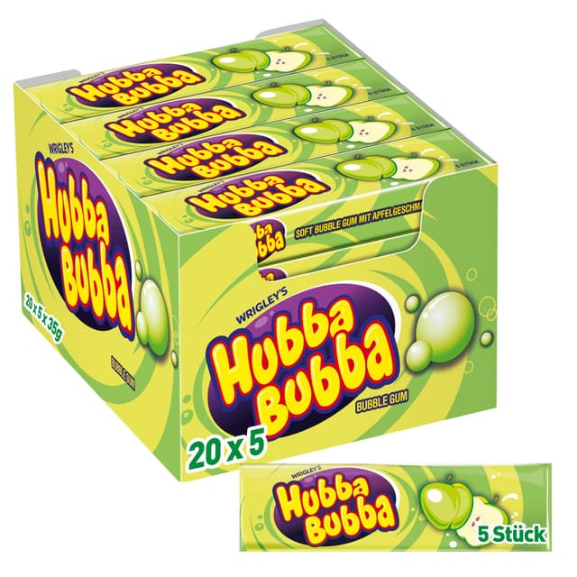 Hubba Bubba Kaugummi Apfel, 20er Pack (20 x 5 Stück)