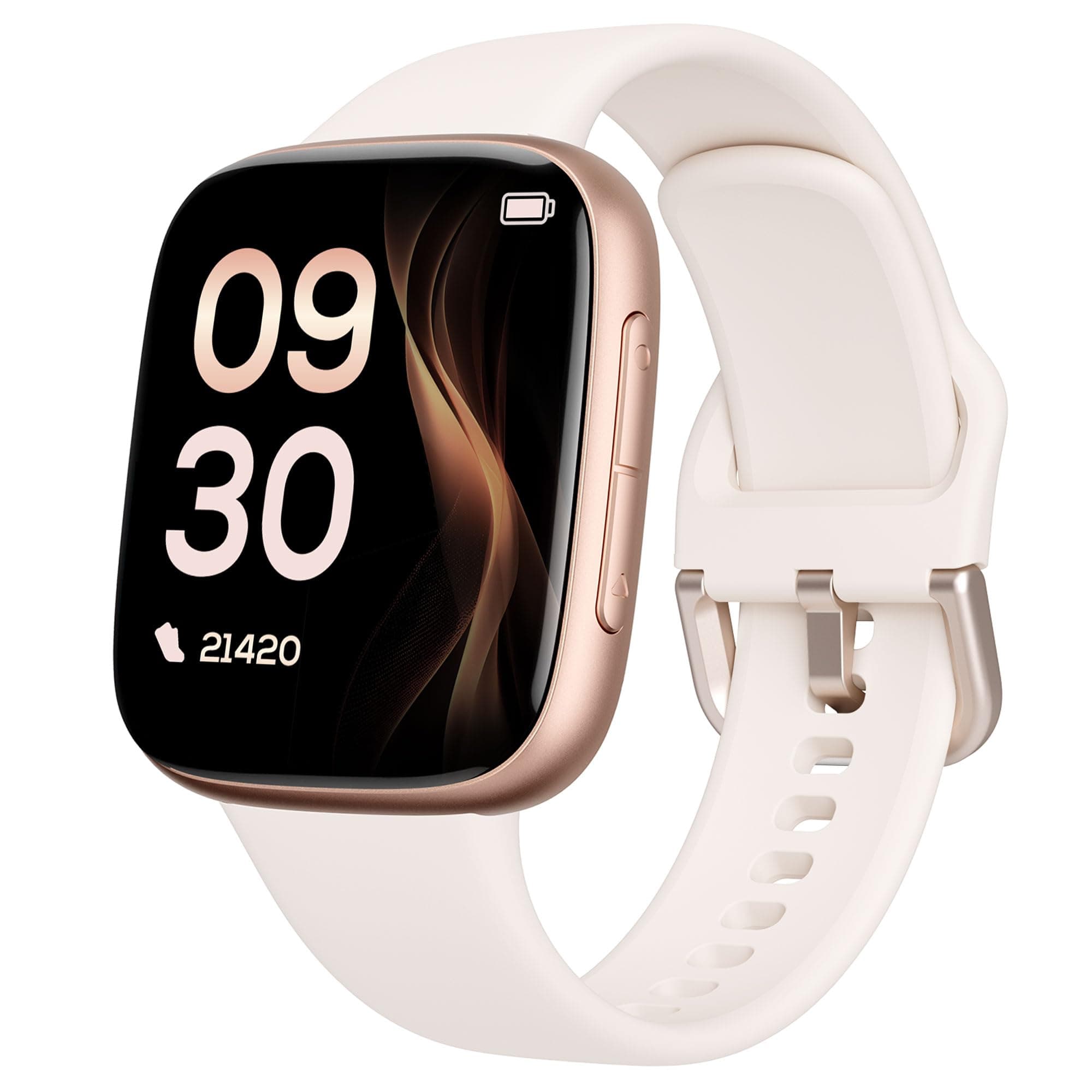 antfit Smartwatch Damen, AMOLED Ultra-Klar Display, 3ATM Wasserdicht zum Schwimmen, Fitnessuhr mit telefonfunktion Pulsmesser Schlafmonitor 100 Sportmodi, kompatibel Android iOS, Beige